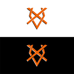 Creative, simple and elegant Initial letter VX or XV logo template in flat design monogram illustration