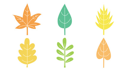 Colored autumn leaves set. Simple cartoon flat style, vector illustration.