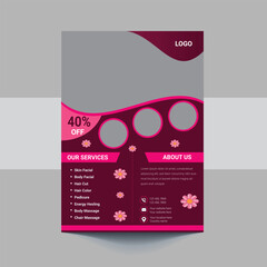 Beauty Care Spa Hair Salon Flyer Editable A4 Size Brochure Template Cover Design