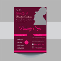 Beauty Care Spa Hair Salon Flyer Editable A4 Size Brochure Template Cover Design