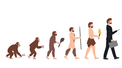 human evolution different stage illustration white back ground