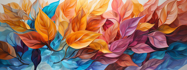 Fragment of multicolored organic flower texture painting. Abstract art background. oil on canvas, generative ai