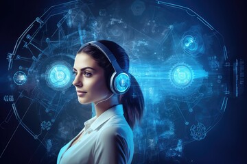 Woman brainstorming for information using Ai Technology