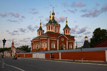 View of the ancient Cathedral of the Exaltation of the Holy Cross in the early June morning. Kolomna. Moscow region, Russia