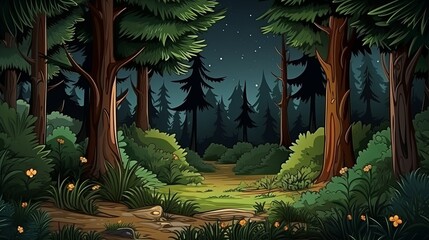 Vector style forest with tree, Generative ai
