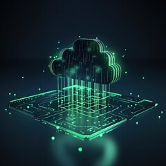 Cloud, AI, Big Data & Predictive analytics, Payment protocols, Digital asset services, Blockchain, Metaverse design symbol reflection in dark blue and green color