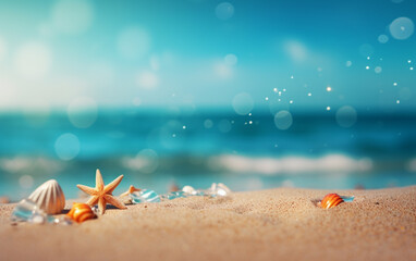 Fototapeta na wymiar Summer beach background shot in bokeh style