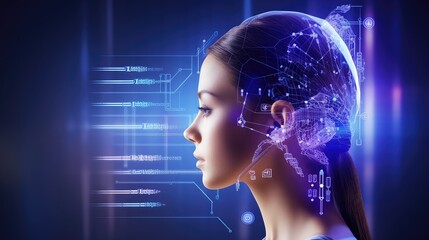 Advance Technology on Neuro, NLP and AI field with  Blue and purple theme