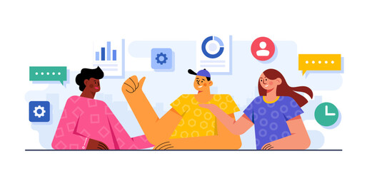 Businesspeople discussing the business plan, Business meeting, People at presentation conference, Project strategy, Business people working together,