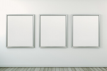 White wall and silver frame mockup