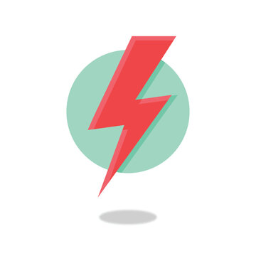red lightning icon like flash logo. concept of solution, lighting visual mark, outbreak, lightning strike. isolated on white background. flat style trend modern logotype design vector illustration