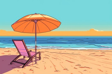 Colorized Drawing of a Summer Beach