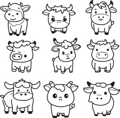 Cute cow farm animal doodle