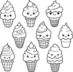 Kawaii Ice cream cone hand draw