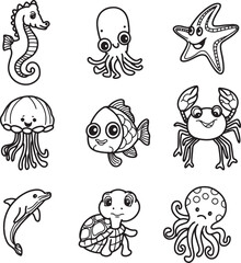 Sea animal underwater cartoon marine