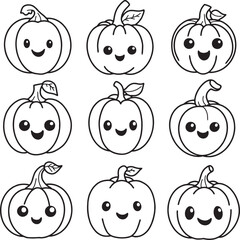 Pumpkin holiday vegetable clipart doodle