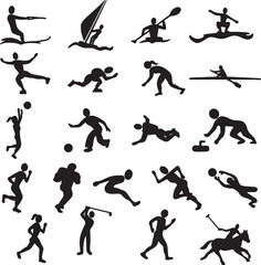 Black sport outline player people