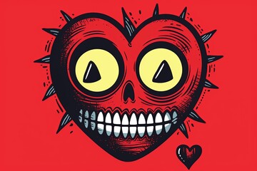 Obraz premium Creepy Dark and Strange Themed Heart Design Minimalist Graphic