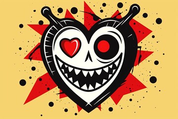 Creepy Dark and Strange Themed Heart Design Minimalist Graphic