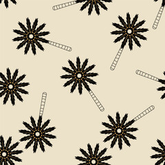 Black palm. Vector illustration. Seamless pattern