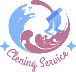 Cleaning service company logotype with brushes