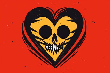 Creepy Dark and Strange Themed Heart Design Minimalist Graphic