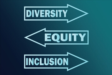 Diversity and equity and Inclusion with arrows pointing in left and right directions. Vector illustration Suitable for logo, website, greeting card, poster and banner