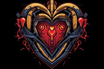 Fototapeta premium Creepy Dark and Strange Themed Heart Design Minimalist Graphic