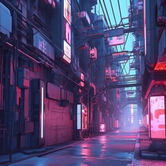 Cyberpunk City Ambient Abstract Background