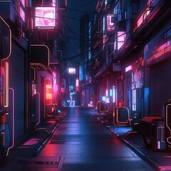 Cyberpunk City Ambient Abstract Background