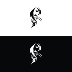 natural beauty salon feminine logo design,women long hair style icon, logo women face on white background,Beauty face abstract logo vector illustration,beautiful girl with a white hairstyle,