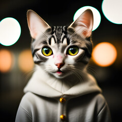 Sweet Tabby Cat - Human-Like Cat - Generative AI
