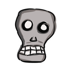 Hand Drawn Skull Icon. Vector Illustration. Transparent Background.