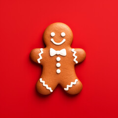 The concept of Christmas. Christmas gingerbread man on a bright background.