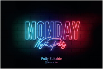 Vector neon effect logo for neon text effect and neon light night party editable text effect and night club © Moin Hossain
