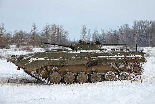 KRASNOE SELO, RUSSIA - FEBRUARY 05, 2023: Infantry Fighting Vehicle (BMP-2)