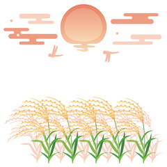 夕陽とススキととトンボのシルエット2 © yurumarukko