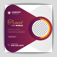 Travel holiday vacation or social media post banner