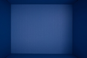 inside of blue carton box background, cardboard texture for design