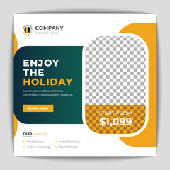 Travel holiday vacation or social media post banner