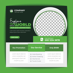 Travel holiday vacation or social media post banner