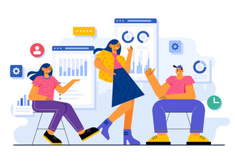 Businesspeople discussing the business plan, Business meeting, People at presentation conference, Project strategy, Business people working together,