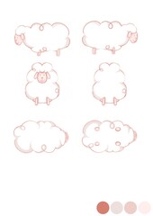 lamb icon set. Cartoon set of cute face lamb vector icons for web design