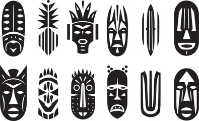 Fototapeta na wymiar Set of African Tribal Masks, Tribal Masks vector illustration