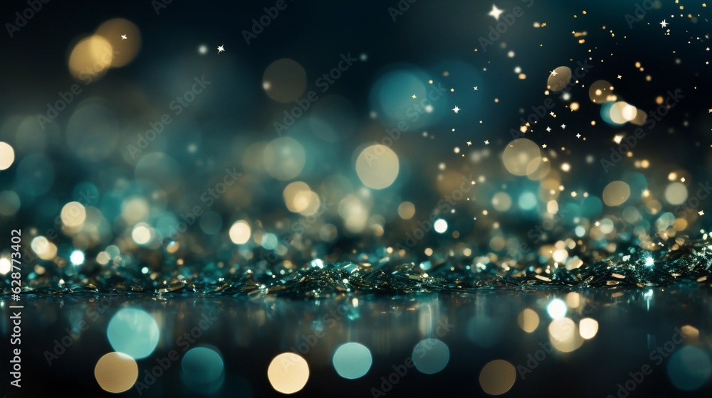 Poster Generative AI : Emerald Green and Cream bokeh abstract background.