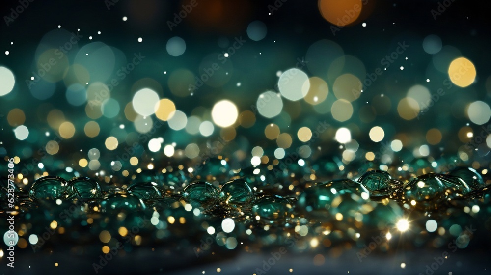 Poster Generative AI : Emerald Green and Cream bokeh abstract background.