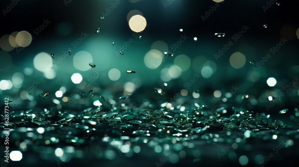 Poster Generative AI : Emerald Green and Cream bokeh abstract background.