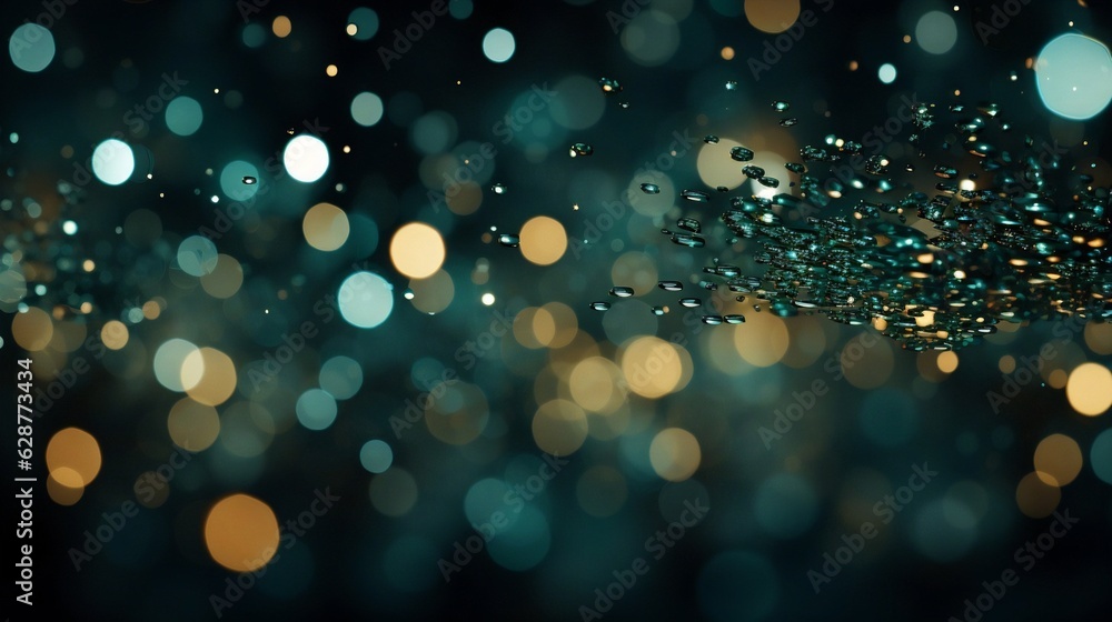 Poster Generative AI : Emerald Green and Cream bokeh abstract background.