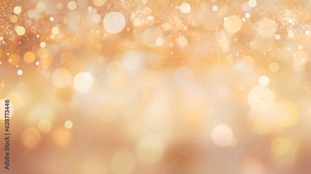 Poster Generative AI : Vector abstract pastel Ivory and Gold background with blur bokeh light effect.