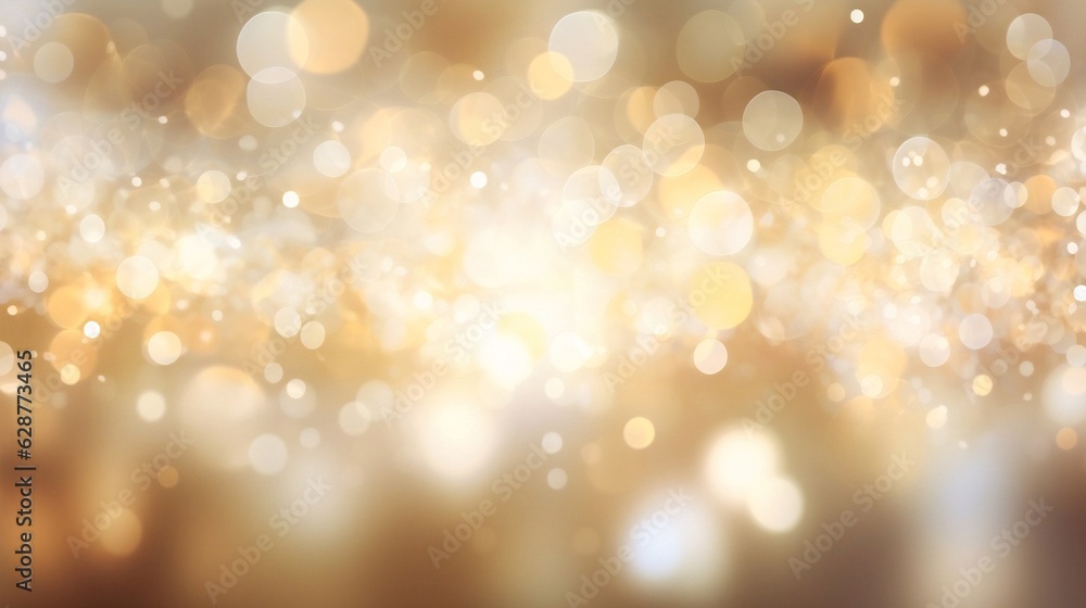 Poster Generative AI : Vector abstract pastel Ivory and Gold background with blur bokeh light effect.